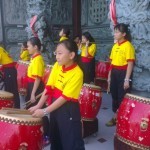 Students drumming at Ren-An Temple